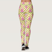 Koele Watermeloen en Gele Streep Zomer Patroon Leggings (Achterkant)
