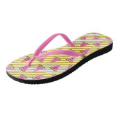 Koele Watermeloen en Gele Streep Zomer Patroon Teenslippers (Schuin)