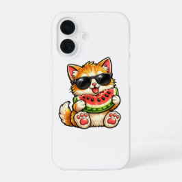 Koele Watermeloen Kat iPhone 16 Hoesje