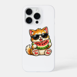 Koele Watermeloen Kat iPhone 16 Pro Hoesje