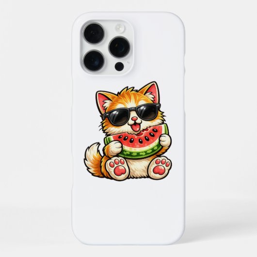 Koele Watermeloen Kat iPhone Hoesje (Achterkant)