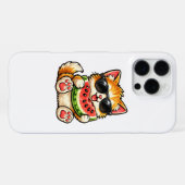 Koele Watermeloen Kat iPhone Hoesje (Achterkant horizontaal)