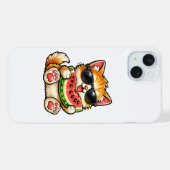 Koele Watermeloen Kat iPhone Hoesje (Achterkant horizontaal)