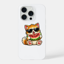 Koele Watermeloen Kat iPhone 15 Pro Case