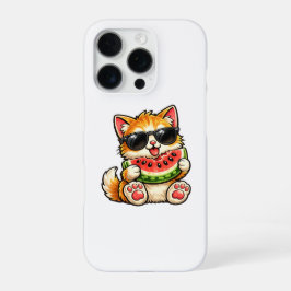 Koele Watermeloen Kat iPhone 16 Pro Hoesje