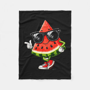 Koele watermeloen met zonnebril grappige zomerfrui fleece deken