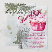 Koele waterverf groen cupcake kaart (Voorkant / Achterkant)