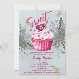 Koele  waterverf groen cupcake kaart