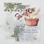 Koele waterverf groen cupcake kaart (Voorkant / Achterkant)