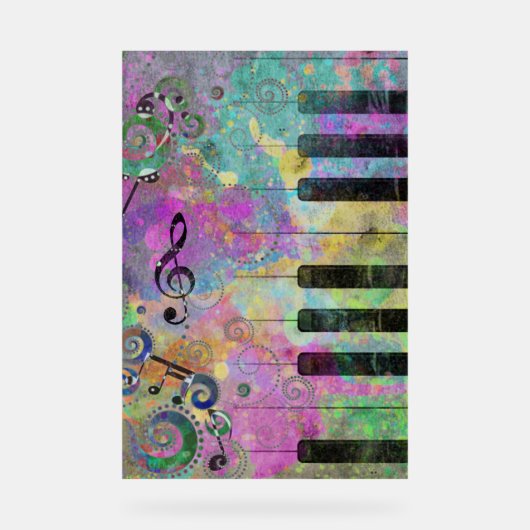 Koele Waterverf Kleurrijke Piano Acryl Bord (Voorkant)