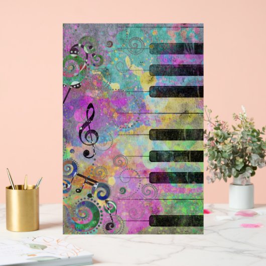 Koele Waterverf Kleurrijke Piano Acryl Bord (Huwelijk)