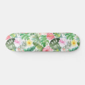 Koele Waterverf Kleurrijke Tropische Bloemenpatroo Persoonlijk Skateboard (Horizontaal)