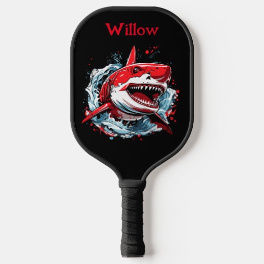 Koele Waterverf Shark Head Modern Monogram Pickleball Paddle (Voorkant)
