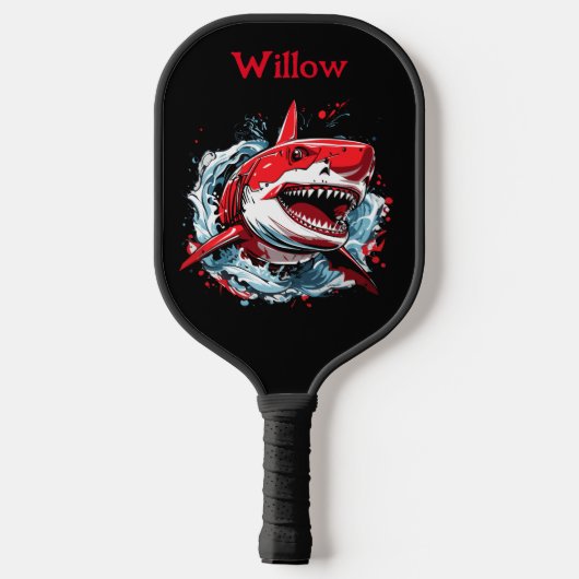 Koele Waterverf Shark Head Modern Monogram Pickleball Paddle (Achterkant)
