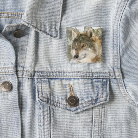 Koele Waterverf Wolf Pin Button (In situ)