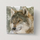 Koele Waterverf Wolf Pin Button (Voorkant)