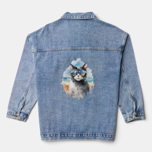 Koele Waterverf Zomerkat Denim Jacket (Achterkant)
