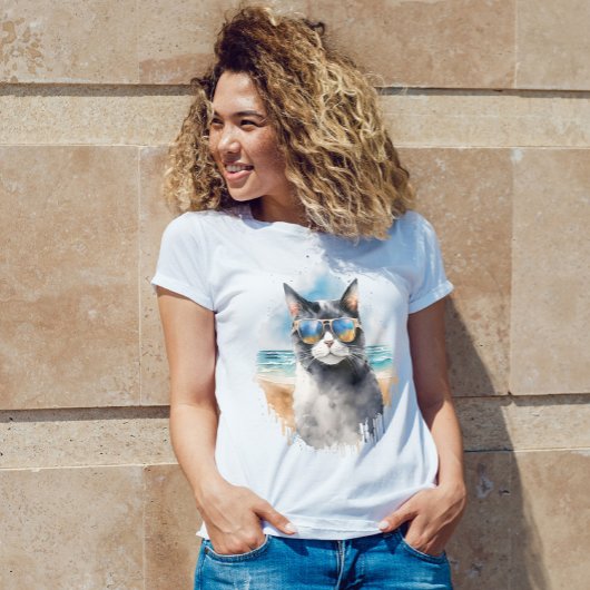 Koele Waterverf Zomerkat T-shirt