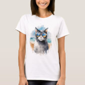 Koele Waterverf Zomerkat T-shirt (Voorkant)