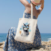 Koele Waterverf Zomerkat Tote Bag