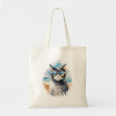 Koele Waterverf Zomerkat Tote Bag (Voorkant)