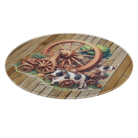 Koele Westerne koeien en wielen Snijplank (Hoek)