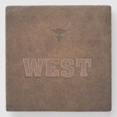 Koele Westerne tekst - Pas hem aan Stenen Onderzetter (Voorkant)