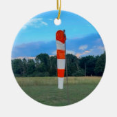 Koele windsok Foto, Vrolijk kerstfeest, Personalis Keramisch Ornament (Voorkant)