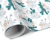 Koele Winter Bos Bloemen Cadeaupapier (Rol Hoek)