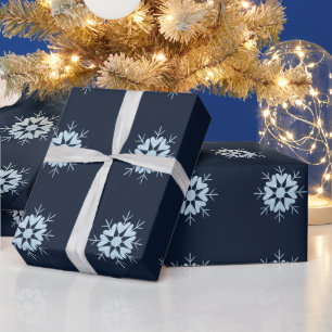 Koele Winter Ijsblauwe Kristal Glitter Sneeuwvlok Cadeaupapier