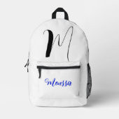 Koele Witte Kleur - Initiaal Letternaam Monogram Bedrukte Rugzak (Voorkant)