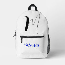 Koele Witte Kleur - Initiaal Letternaam Monogram Bedrukte Rugzak