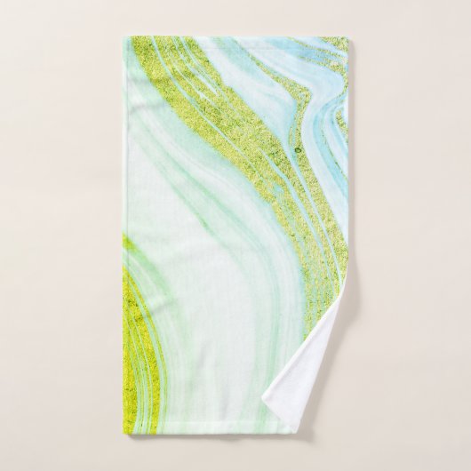 Koele witte marmeren steen groene glitter bad handdoek (Handdoek)
