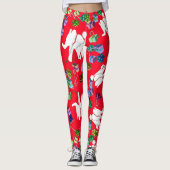 Koele witte olifant kerstcadeau leggings (Voorkant)