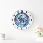 Koele wolf dierenvrienden winter grote klok (Huis)