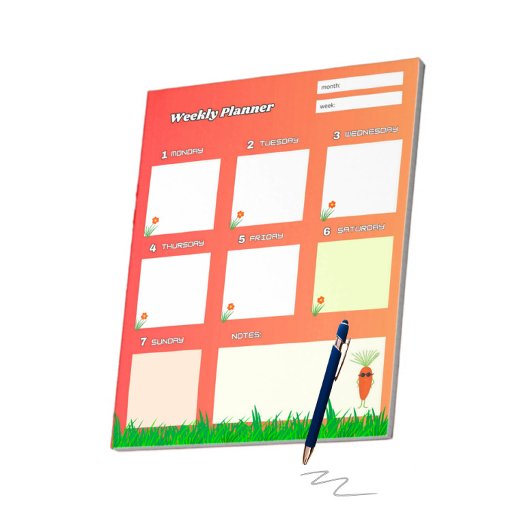 Koele wortel en bloemen notitieblok