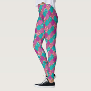 Koele zeemeermin glitter eenhoorn patroon fuchsia  leggings
