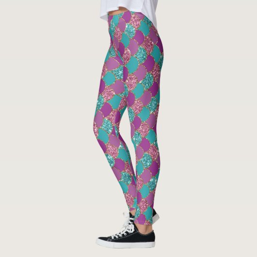 Koele zeemeermin glitter eenhoorn patroon fuchsia  leggings (Links)
