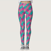 Koele zeemeermin glitter eenhoorn patroon fuchsia  leggings (Voorkant)