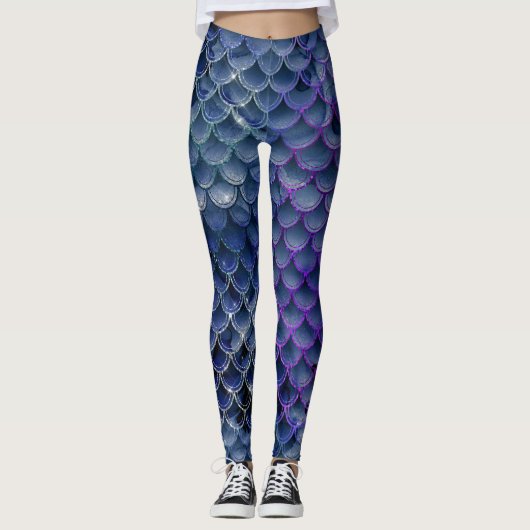 koele zeemeervis met glitter chic blue , zoals een leggings (Voorkant)