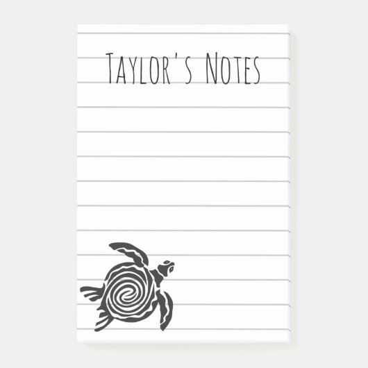 Koele Zeeschildpad Gepersonaliseerde Naam Post-it Post-it® Notes (Voorkant)