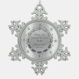 Koele Zilveren Bloem Slierten Huwelijk Jubileum Tin Sneeuwvlok Ornament
