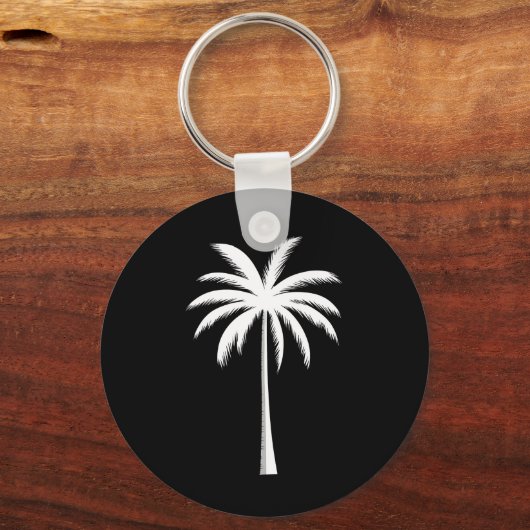 Koele zomer vakantie zonsondergang strand palmboom sleutelhanger (Voorkant)