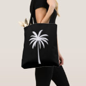 Koele zomer vakantie zonsondergang strand palmboom tote bag (Dichtbij)