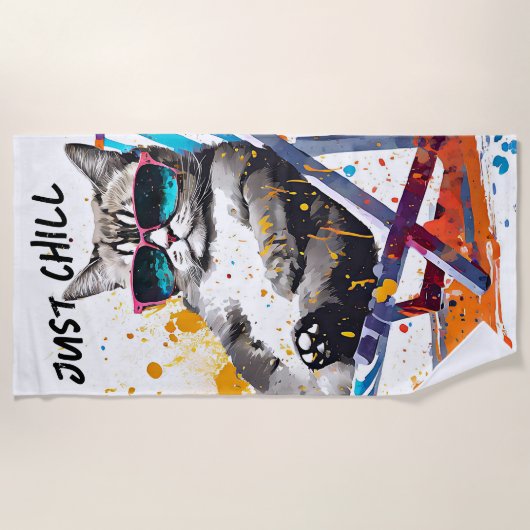 Koele zomercat maatwerk strandlaken (Voorkant)