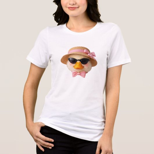 Koele zomereend met zonnebril Tri-Blend shirt (Voorkant)