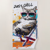 Koele zomerkat op maat strandlaken (Voorkant)