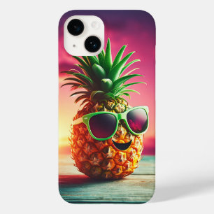 Koele zomerse ananas met groene zonnebril - Gelukk Case-Mate iPhone 14 Hoesje