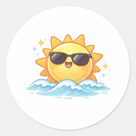 Koele zomersonne ronde sticker