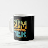 Koele zomervibes Palmbomen & Water Koffiemok (Voorkant links)